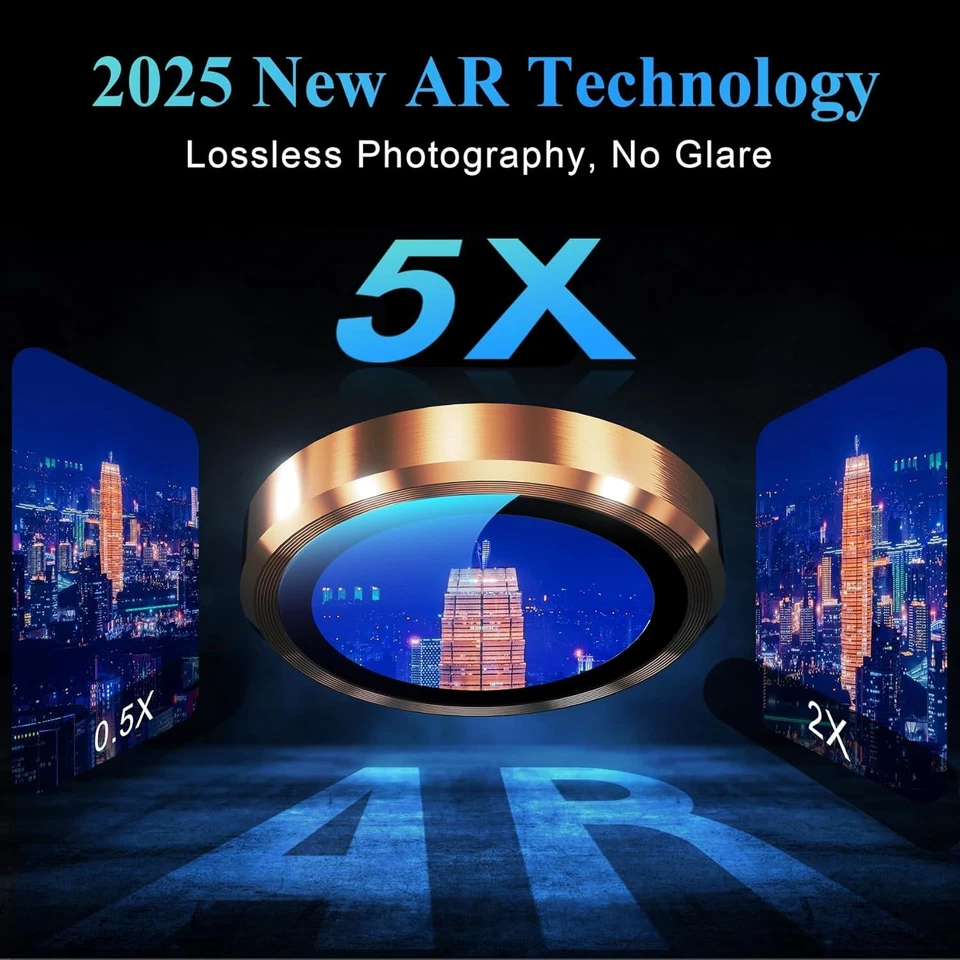 For iPhone 17 Pro Max/17 Pro Metal Ring Tempered Glass Camera Lens Protector - Image 4 of 4