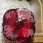 Paden City Red Ruby Orchid Candy Dish Depression Glass 2 Part Divided Bottom