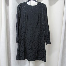 J. Crew Black Jacquard Floral Dot Shift Dress Long Sleeve Mini Size 8 AR644