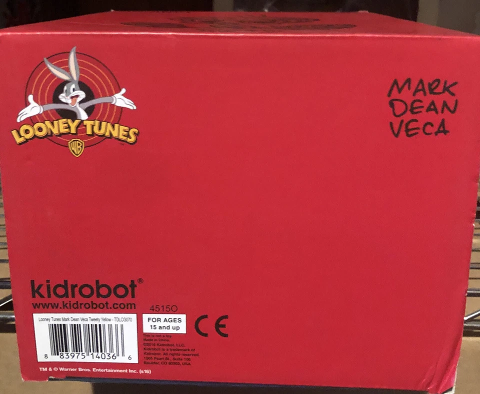 FIGURA DE VINILO DE 8" KID ROBOT AMARILLO LOONEY TUNES MARK DEAN VECA TWEETY BIRD RARA Foto 3 de 4