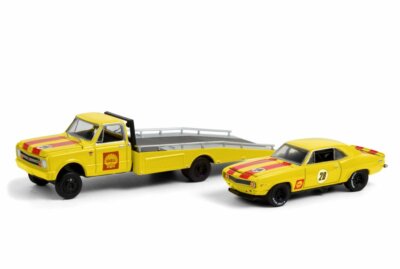 1967 CHEVY C-30 RAMP TRUCK AND 1969 CAMARO #28 SHELL OIL 1/64 scale DIECAST CAR 