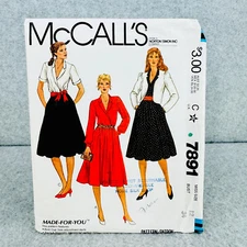McCalls 7891 Jacket and V Neck Dress Loose Pockets Misses Size 12 Sewing Pattern