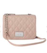 Grey Nine West Crossbody Bag Purse Quilted Front Small Square Purse Chain Strap