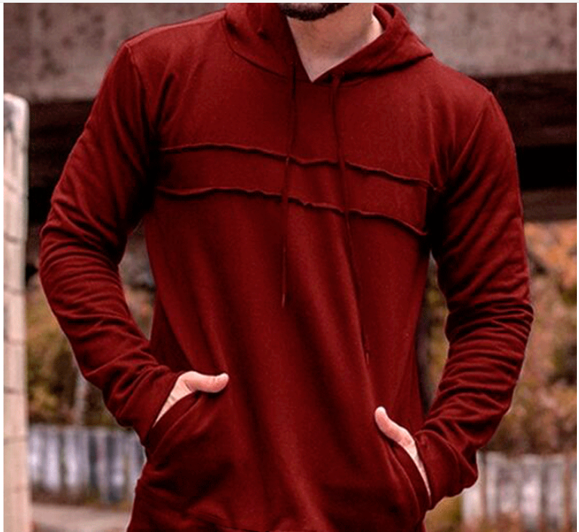 Solid Color Stitching Drawstring Long Sleeve Hoodie