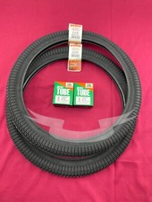 NEW PAIR OF BMX SOLID BLACK DURO TIRES IN 20 X 1.95 INFECTION TREAD W/ TUBES