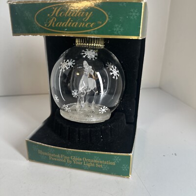 Holiday Radiance Glass Illuminated Reindeer Christmas Tree Ornament Cavanagh 
