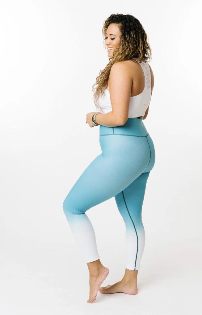 Zyia Teal Venom Ombre Metallic Light N Tight Leggings Women Sz 14-16