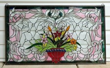34.5" x 20.5" Tiffany Style stained glass window panel Flower WL23143