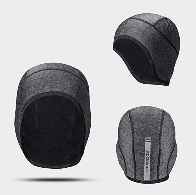 ROCKBRS Cycling Thermal Beanie Hat Windproof Elastic Reflective Helmet  Liner Cap