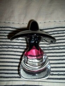 Venetian Murano Glass Mexican Sombrero Black Hat Figure with Mustache