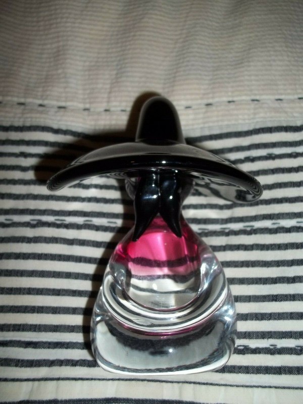 Venetian Murano Glass Mexican Sombrero Black Hat Figure with Mustache