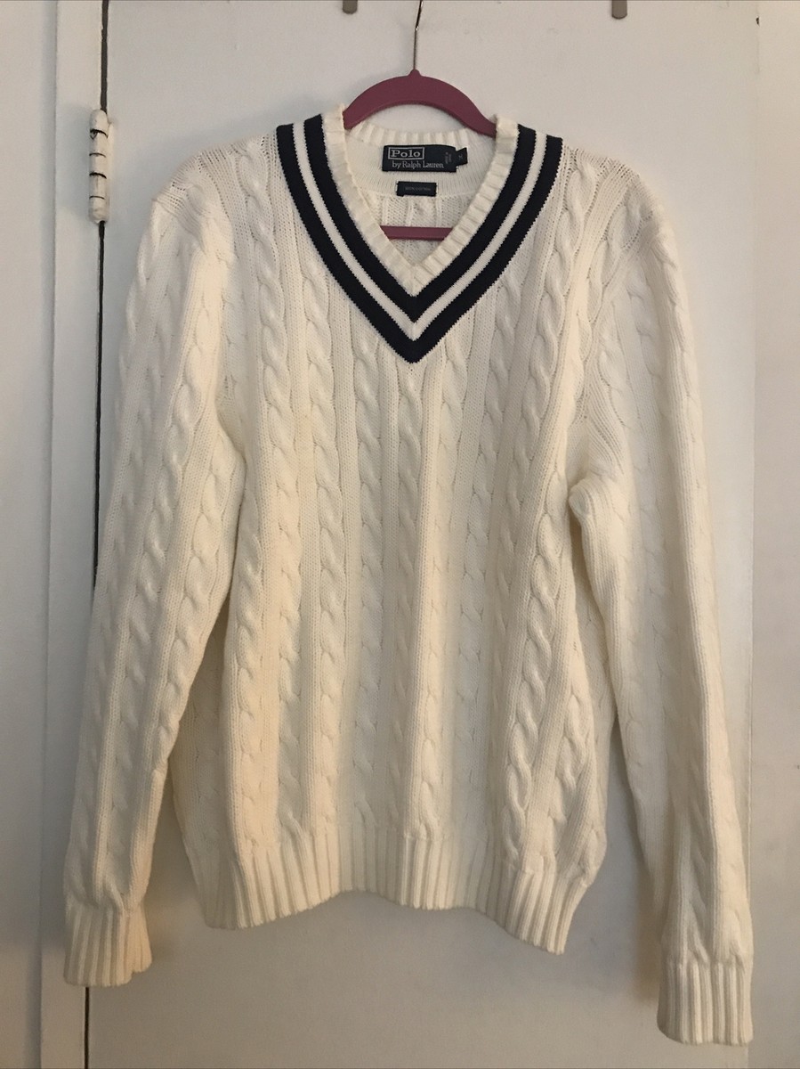 Polo Ralph Lauren Tennis Chunky Cotton Cable Knit Cricket Sweater