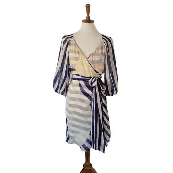 Vestido envolvente Diane von Furstenberg Ignacia seda gasa rayas Foto 2 de 4