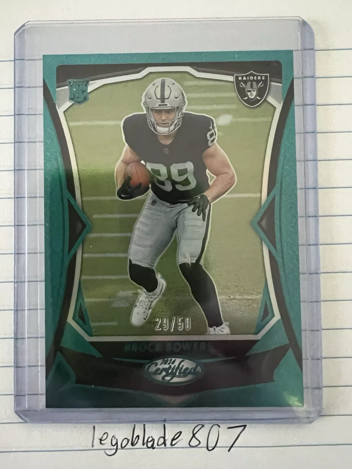 2024 Panini Certified Rookies #110 Brock Bowers Teal Mirror #29/50 RC Raiders