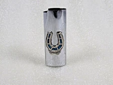 Vintage Silver Tone HORSE SHOE Chip Turquoise LIGHTER Cover Sleeve Case WESTERN 