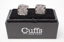 Cuffs New York Mens Cufflinks French Cuff Silvertone Rhinestone Crystals Swivel 