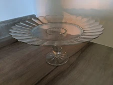 Vintage Duralex Scalloped Cake Plate Pedestal RARE HTF made in France
