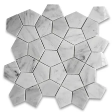 C8BXP Carrara White Marble Pentagon Geometric Mosaic Tile Polished