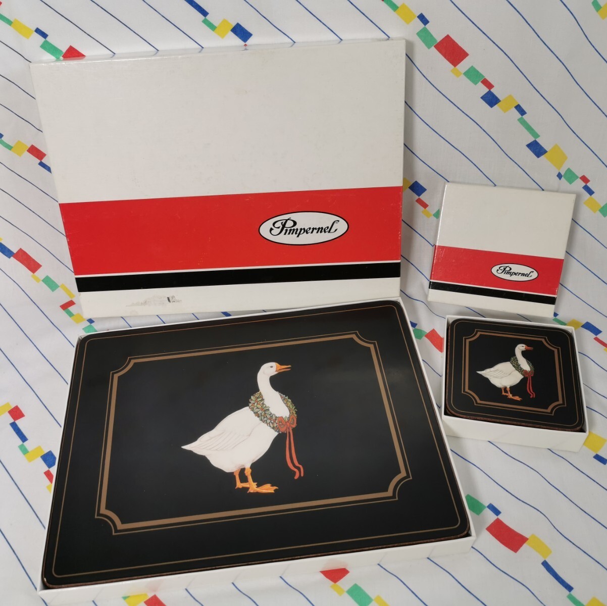 Vintage Pimpernel Placemats Christmas Goose & 6 Coasters Made In
