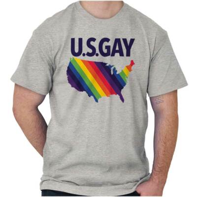 United States Rainbow Map US Gay LGBT Pride Womens or Mens Crewneck T Shirt  Tee