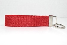 RED METALLIC HANDMADE KEY CHAIN RING FOB HOLDER STRAP LANYARD WRISTLET