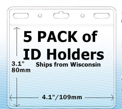 5 ID Card Holder 3x4 Horizontal Name Card  Sleeve Protector No zip Easy insert