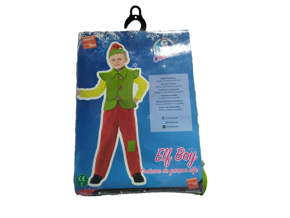Elf Boy Christmas Costume 7-9 Years Tunic Hat Child Kid Fun Fancy Dress Cosplay - Image 4 of 4