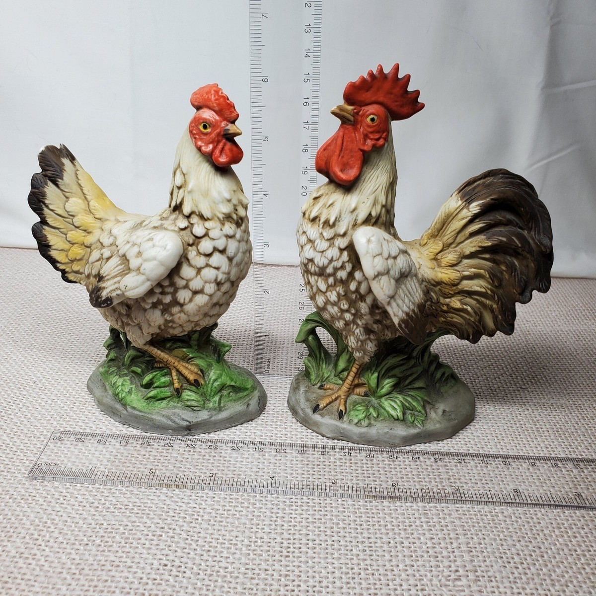 アンティーク雑貨   Rooster Figurine 2017 Vintage Ceramic CHICKEN HEN ROOSTER Figurines L&M Inc Japan