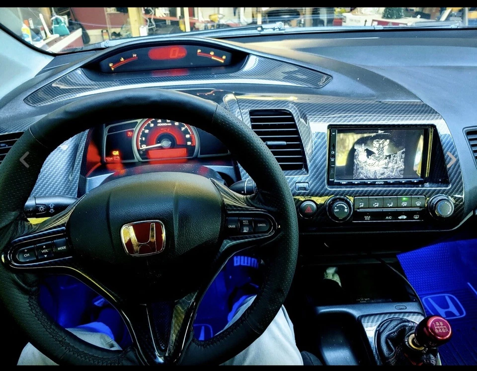 2006-11 Civic Carbon Double Din Dash Kit Hydro Dipped Dip Vtec Jdm trim Password - Image 4 of 4