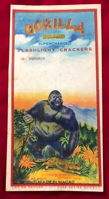 Firecracker Labels Antique 1950's Gorilla Ape Flashlight Original NOS Unused