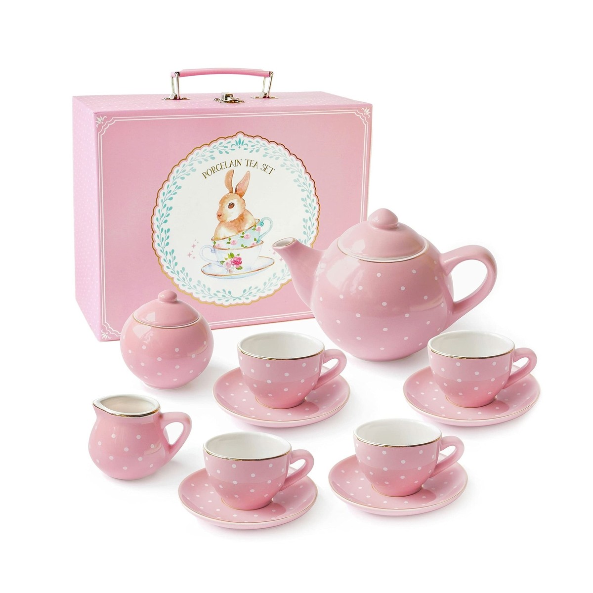 Porcelain Tea Set for Little Girls Mini Ceramic Tea Cups Toy