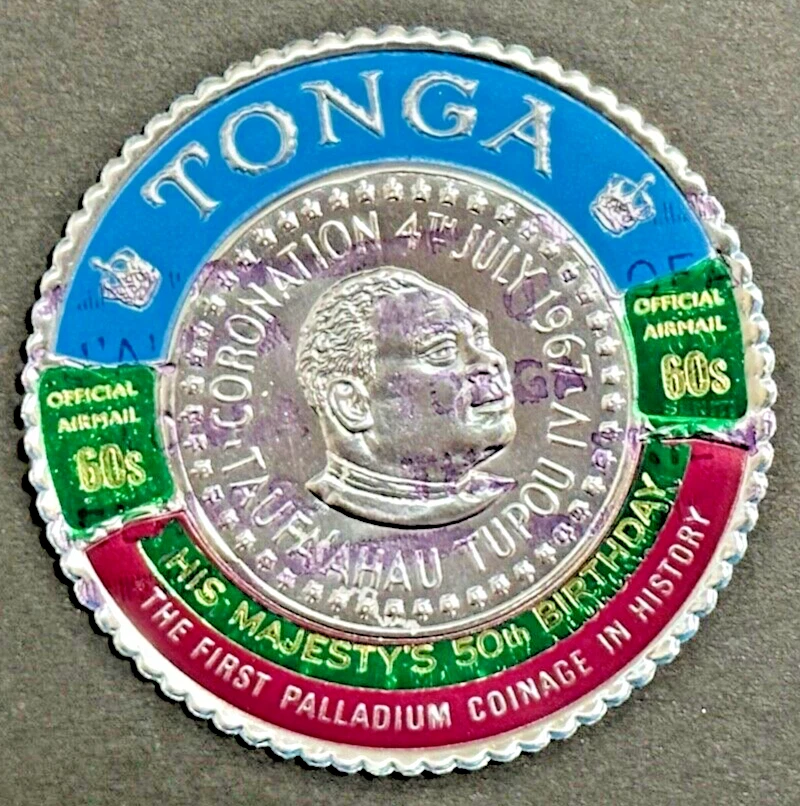 StampTLC Tonga CO22-4 Rey 50 Cumpleaños Sobreimpresión Metal Precioso PALADIO Moneda Foto 4 de 4