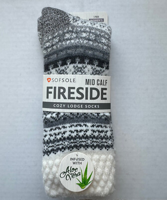 Women's Sofsole Mid Calf Fireside Cozy Lodge Socks Shoe Size 5-10 Aloe Infused