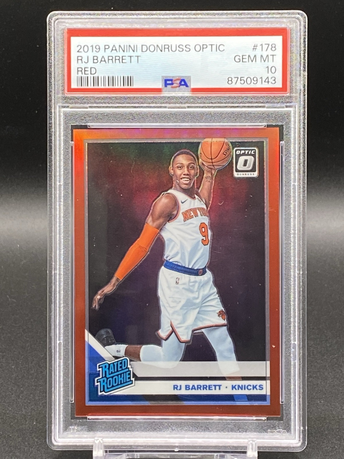 2019-20 Donruss Optic RJ Barrett Rated Rookie Red Prizm /99 #178 PSA 10 GEM MINT