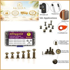 Bronze Chicago Screws Leather Rivets 90 Sets 6 Sizes M5 4-12mm DIY Craft Kit