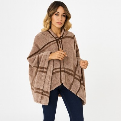 Mantel Jacke Poncho Schal Jacquard Alamari weiches Fleece warm bequem