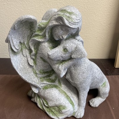 An Angel Hugging A Dog Color Art Deco 12 Inch