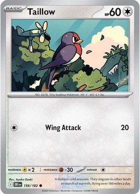 Taillow DRI 156/182 Pokémon SV10: Destined Rivals Common EN NM