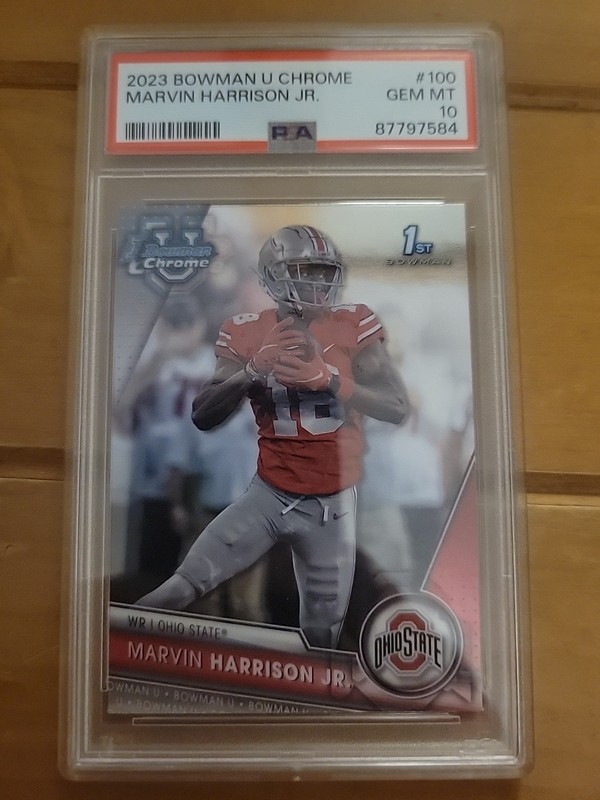 2023 BOWMAN UNIVERSITY CHROME #100 MARVIN HARRISON JR. PSA 10