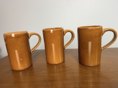 Pottery Barn Studio Barbara Eigen Mug Set of 3 Light Brown Caramel EUC