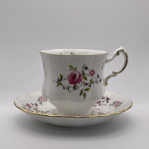 Paragon Fragrance Footed Teacup Saucer Swirl Set Cabbage Rose Bone China England - Bild 4 von 14