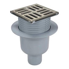Floor Drain Bottle Gully Trap 100x100mm Grid Stainless Steel Bottom Outlet 50mm