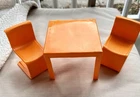 Vintage 1973 Barbie Townhouse Orange Chairs & Table