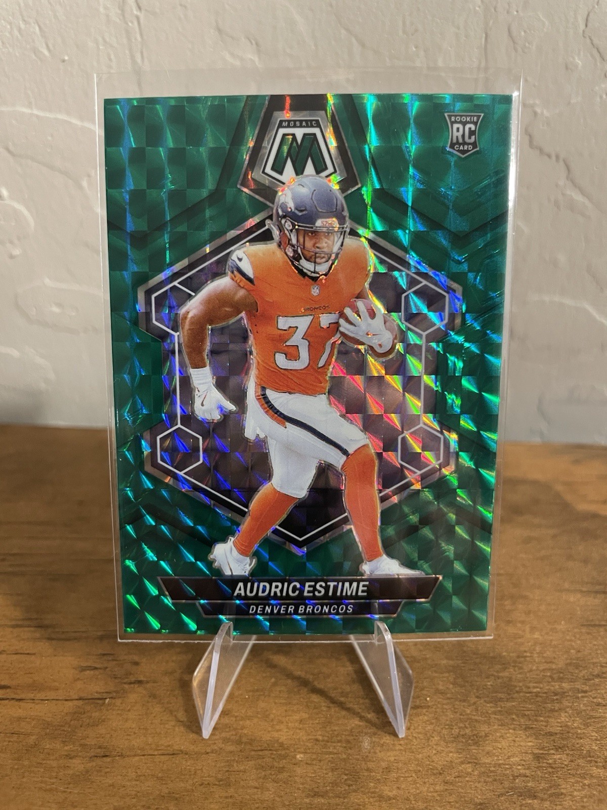 Audric Estime 2024 Panini Mosaic - Rookies Green Mosaic Prizm #392 (RC) Broncos