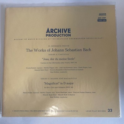 Johann Sebastian Bach - Jesu der du meine Seele LP Record ARC 3197 Classical 33