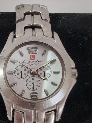 Luis Cardin Superior Chronograph Style Watch Silver Tone   Needs Cleaning Works