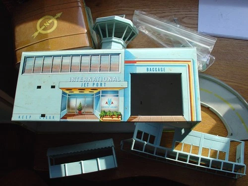 Vintage Marx International Jet Port Toy Playset Tin Parts Lot