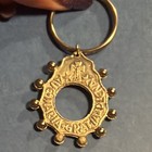 Gold Tone Religious Cross Medal Keychain Photo Insert Latin Text "VIA GRATIA" — photo 6