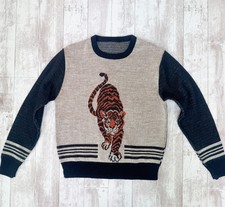 Vintage 1950s mens unisex pullover tiger long sleeve sweater
