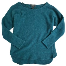 Charter Club Cashmere Sweater Sz M Green Dolman Sleeve Boat Neck Minimalist Top